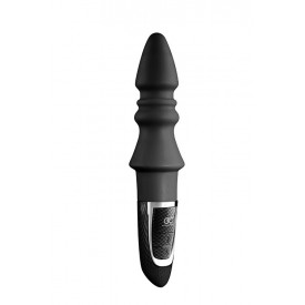 Черный конический анальный вибромассажер-ёлочка JOYFUL PLUG VIBRATOR 5.5INCH - 14 см.