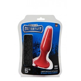 Красная анальная вибропробка с пультом управления MENZSTUFF 5INCH SLIM INTRUDER BUTT PLUG - 13 см.