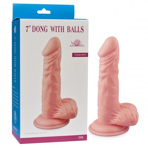 Телесный фаллоимитатор 7" Dong with Balls - 16 см.