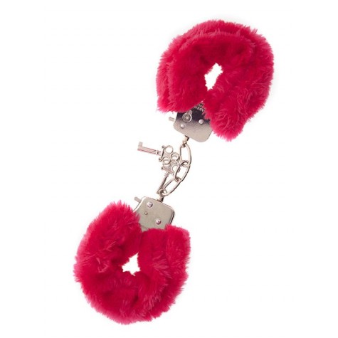 Металлические наручники с красной меховой опушкой METAL HANDCUFF WITH PLUSH RED